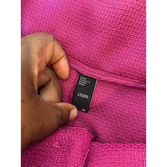 Cider Womens Tweed Solid Belted Straight Leg Trouser Pants High Rise Pink XL - Picture 6 of 11